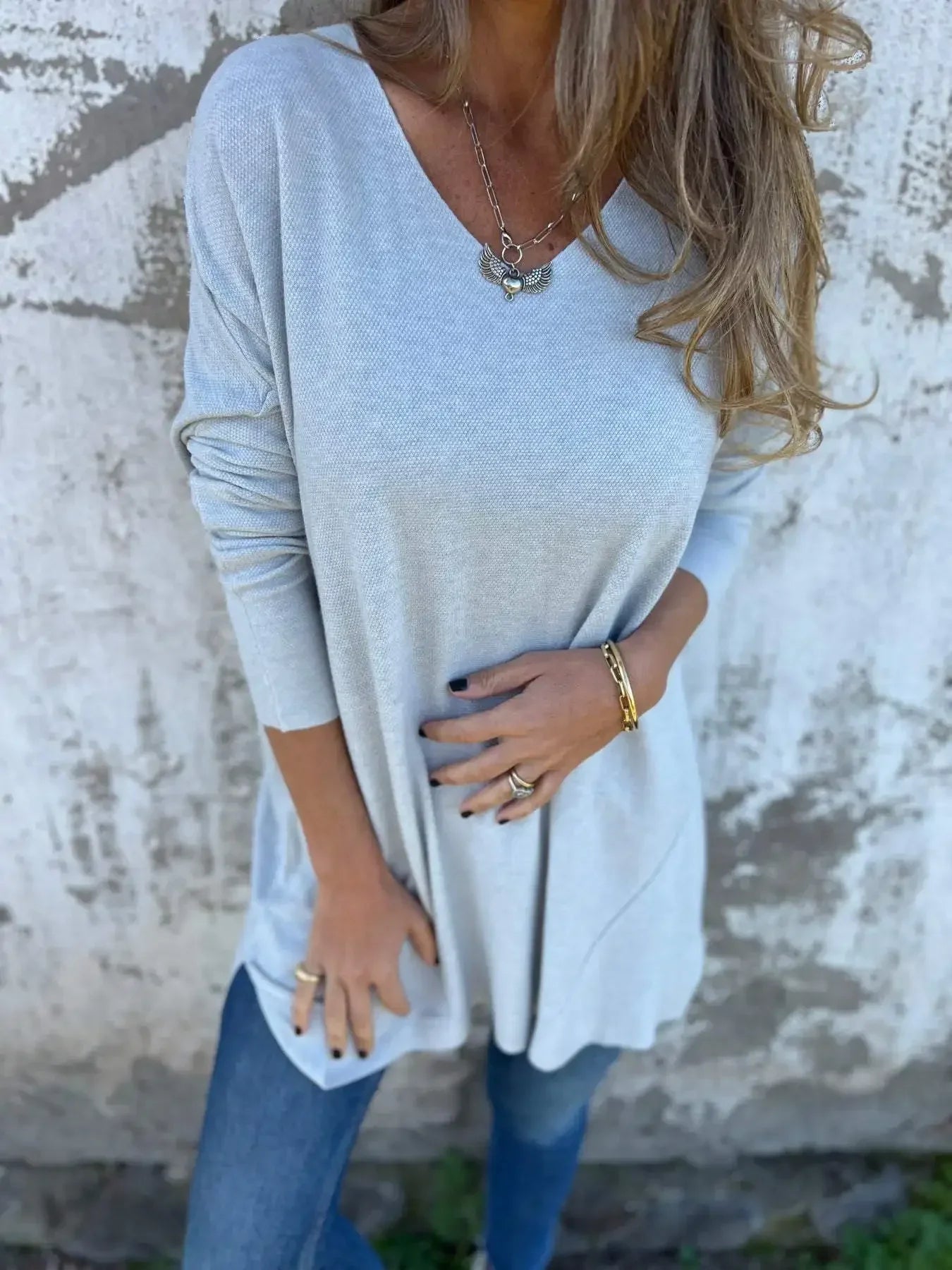 Kate Relaxed V-Neck Knit Tunic