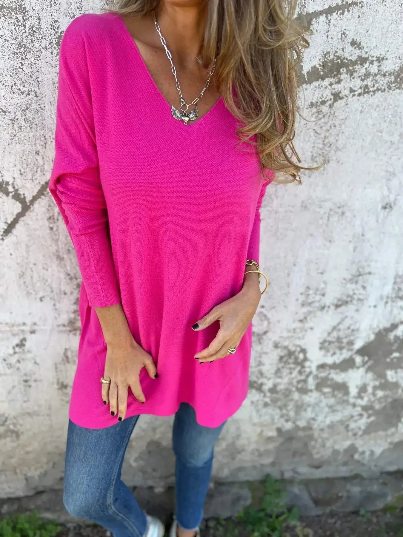 Kate Relaxed V-Neck Knit Tunic