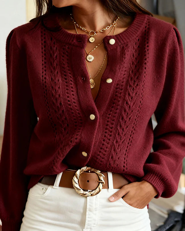Maribel Round Neck Knit Cardigan